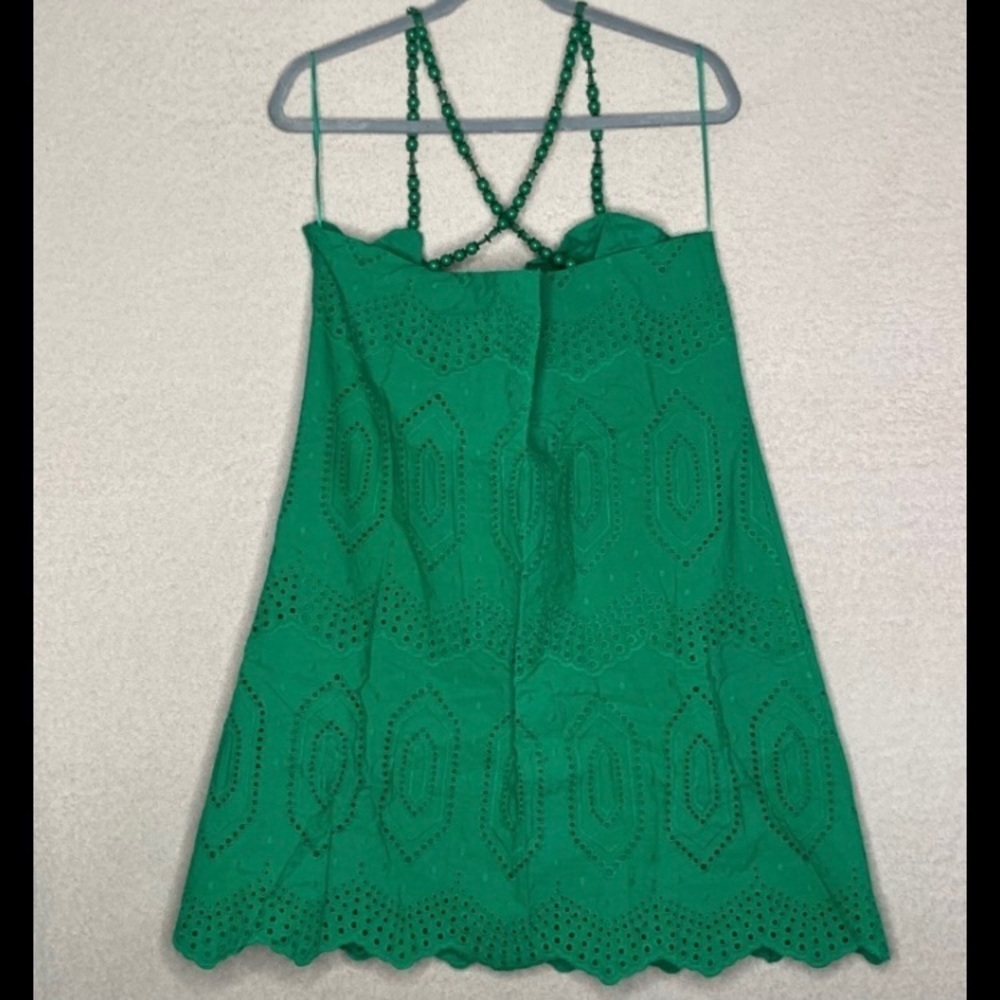 NEW Tuckernuck Green Eyelet Beaded Strap Mini Dress Women’s XXL Hyacinth House - Picture 5 of 10